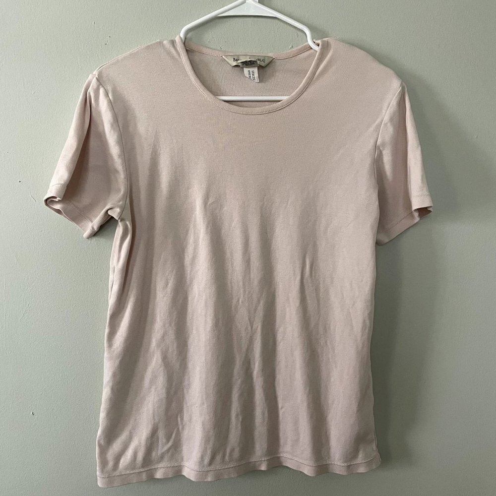 Banana Republic Cotton Pink Short Sleeved Circle Neckline Top Summer Shirt